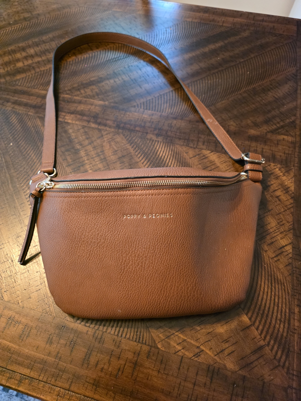 Poppy & Peonies Brown Crossbody Bag